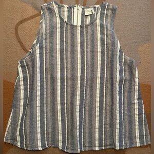 EUC striped linen high neckline tank, M